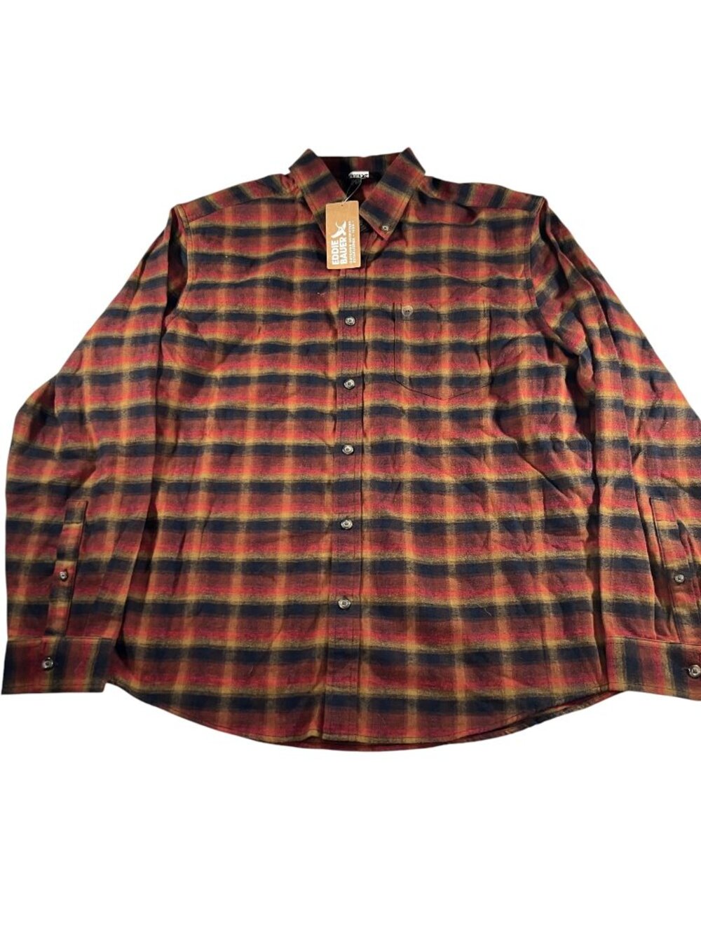 Eddie Bauer Mens Red Yellow Plaid Flannel Long Sleeve Shirt Size XL Gorpcore NWT